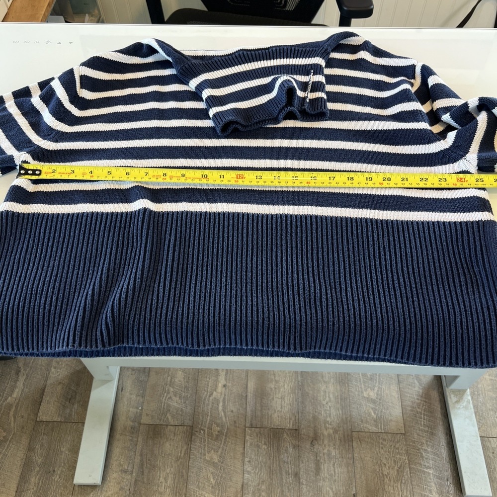 Classic Old Money Sailor Gap Sweater Stripes Navy Blue Large Oversized Boxy - Picture 5 of 8